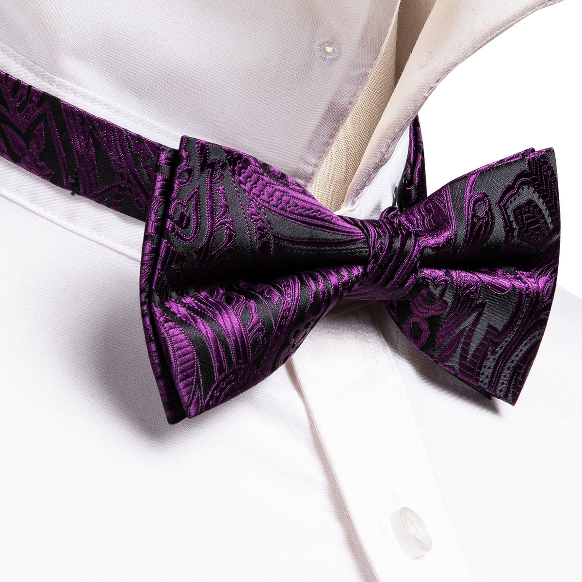 Purple Black Paisley Bow Tie Set bow ties - Sophisticated Gentlemen