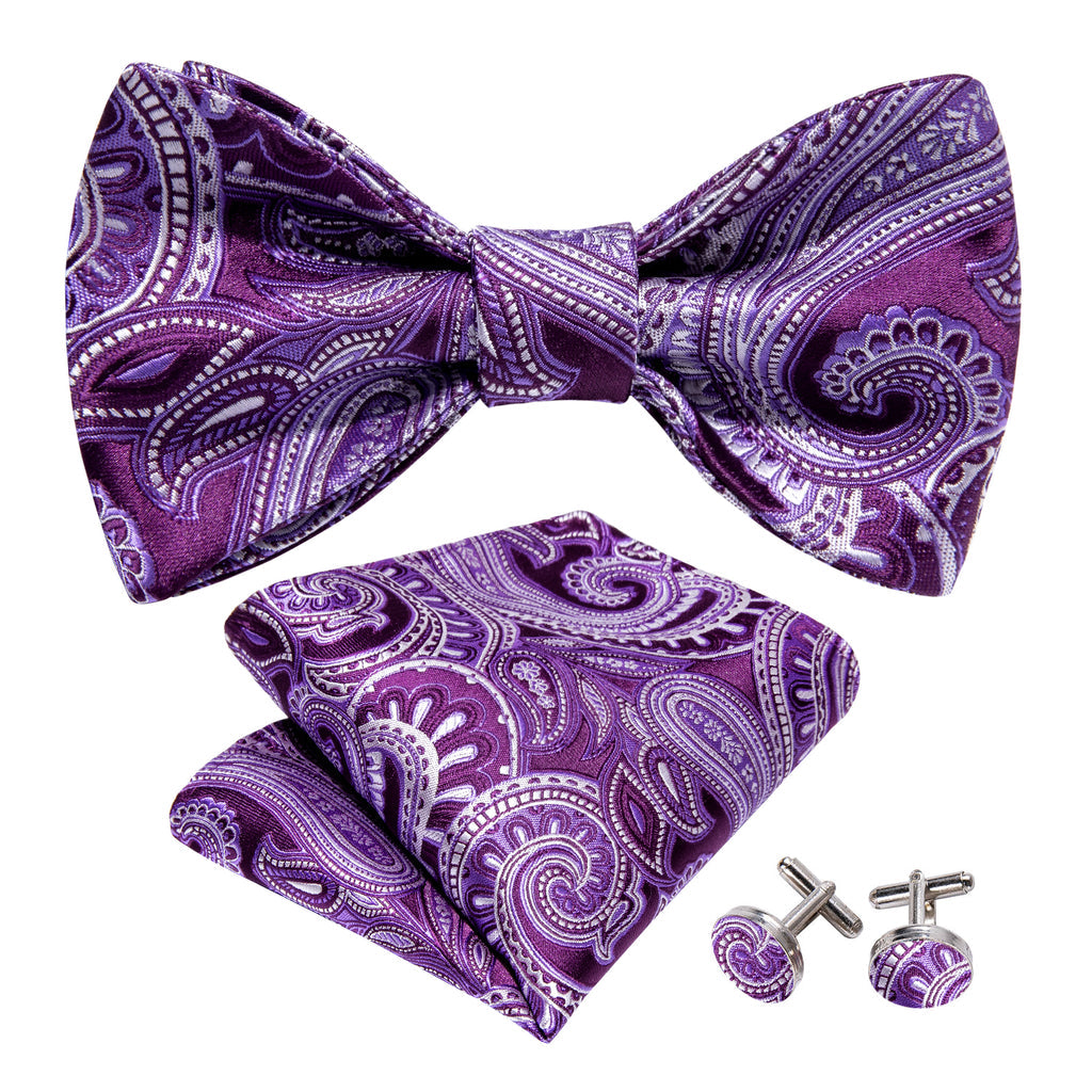 Purple Paisley Bow Tie Set bow ties - Sophisticated Gentlemen