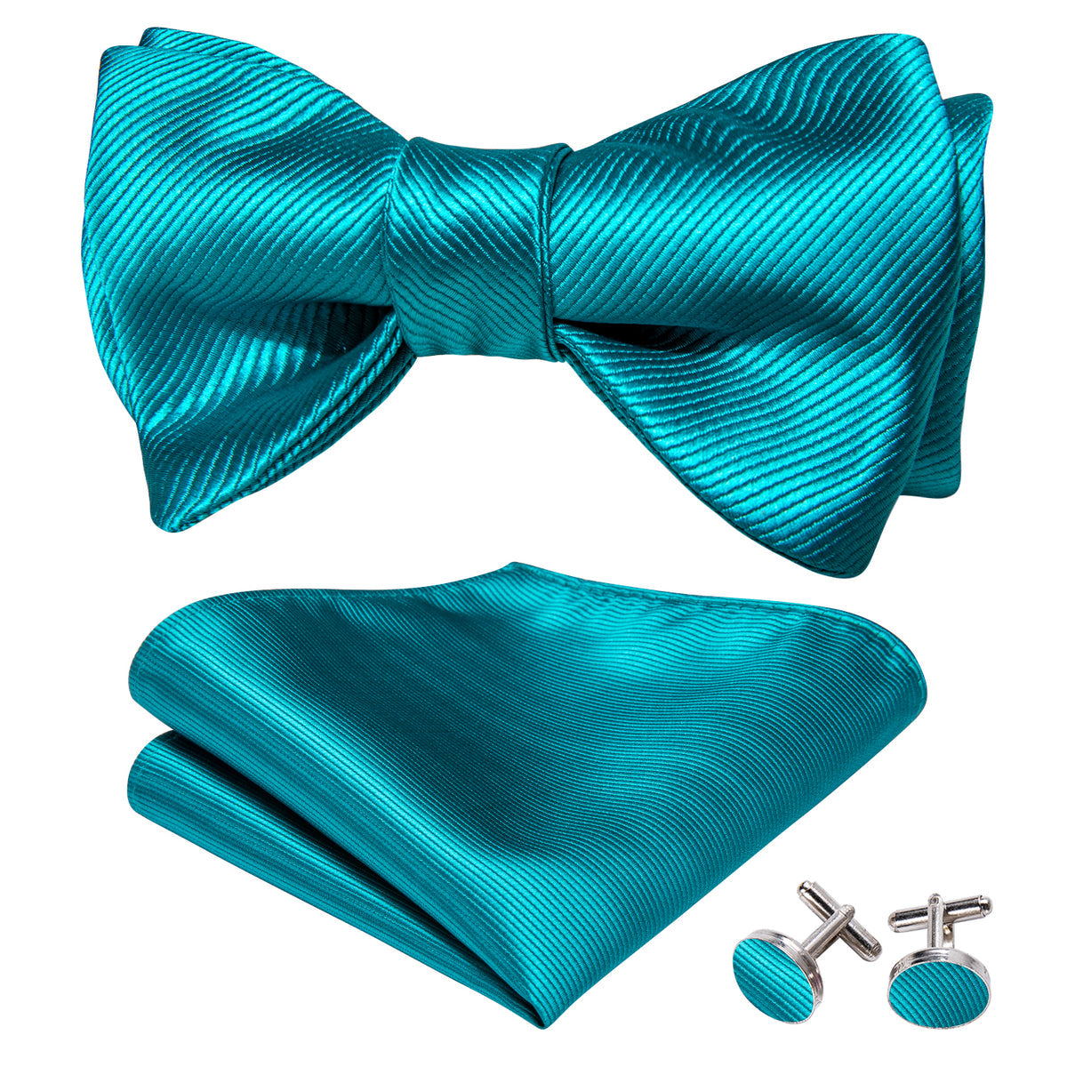 Blue Solid Bow Tie Set bow ties - Sophisticated Gentlemen