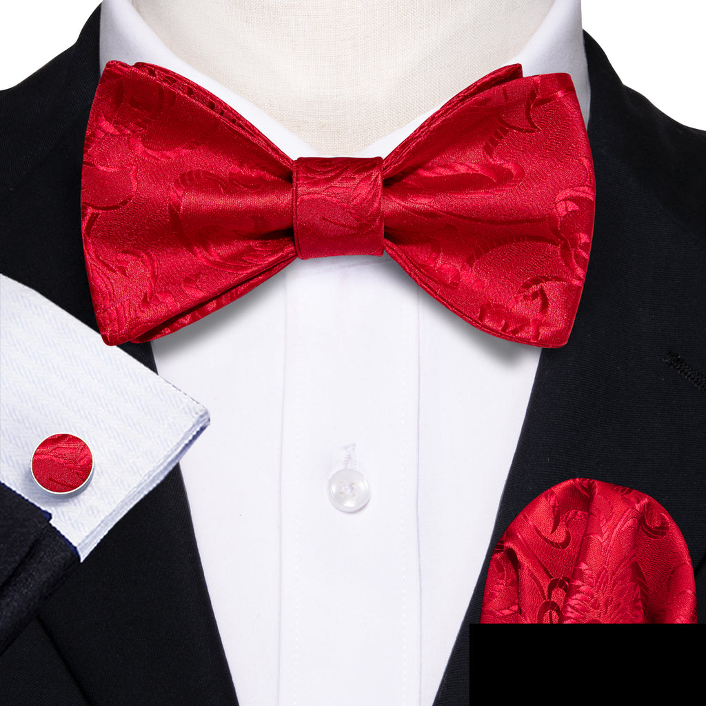 Red Floral Bow Tie Set bow ties - Sophisticated Gentlemen