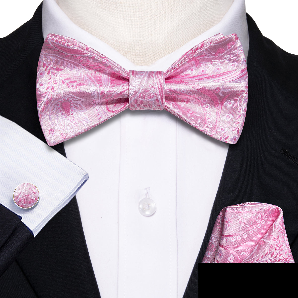 Pink Floral Bow Tie Set bow ties - Sophisticated Gentlemen