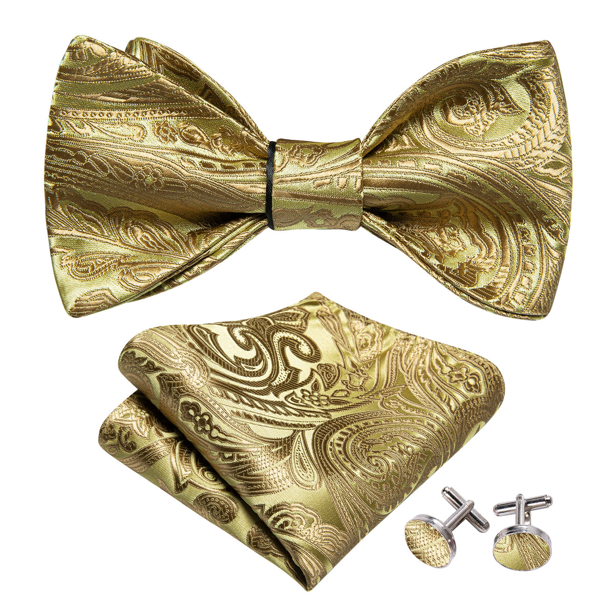 Gold Paisley Bow Tie Set bow ties - Sophisticated Gentlemen