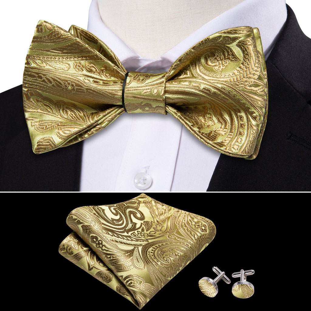 Gold Paisley Bow Tie Set bow ties - Sophisticated Gentlemen