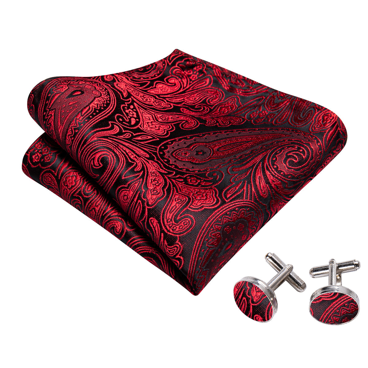 Black Red Paisley Bow Tie Set bow ties - Sophisticated Gentlemen