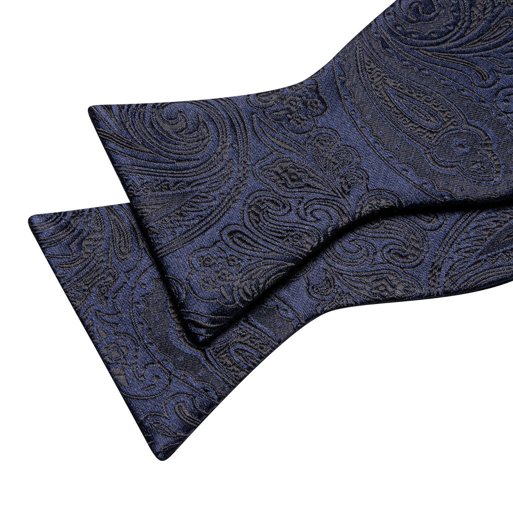 Blue Black Paisley Bow Tie Set bow ties - Sophisticated Gentlemen