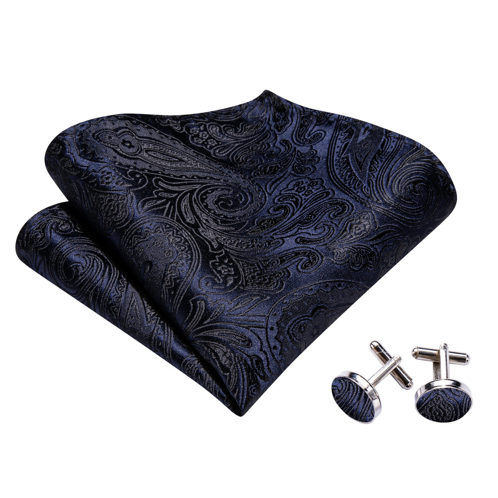 Blue Black Paisley Bow Tie Set bow ties - Sophisticated Gentlemen