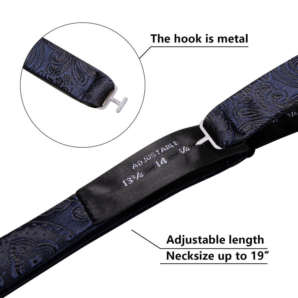 Blue Black Paisley Bow Tie Set bow ties - Sophisticated Gentlemen