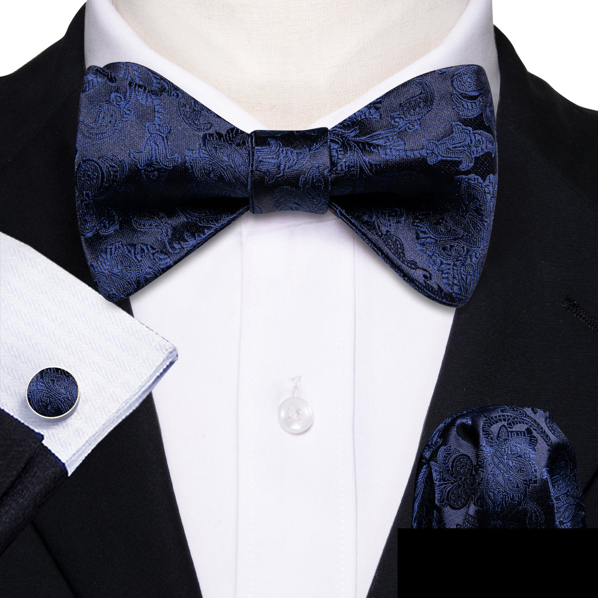 Blue Paisley Bow Tie Set bow ties - Sophisticated Gentlemen