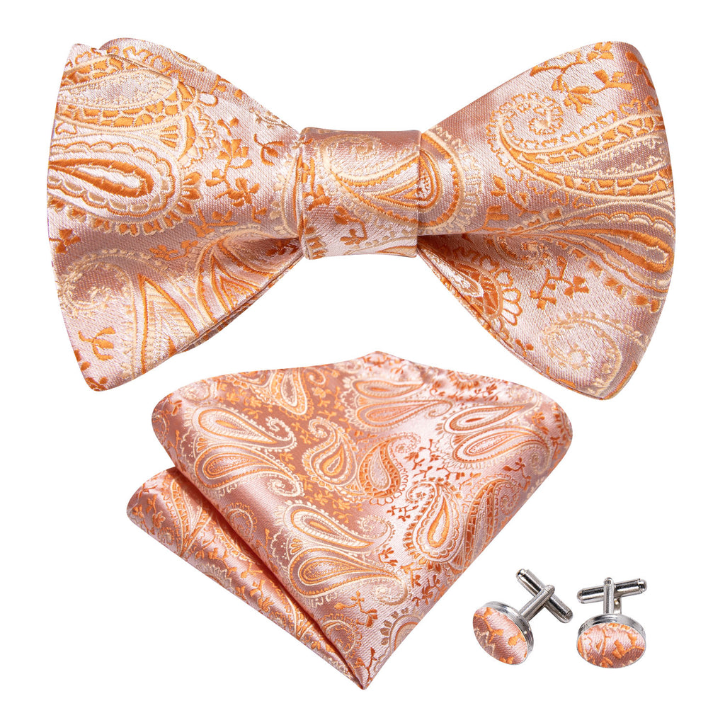 Orange Paisley Bow Tie Set bow ties - Sophisticated Gentlemen