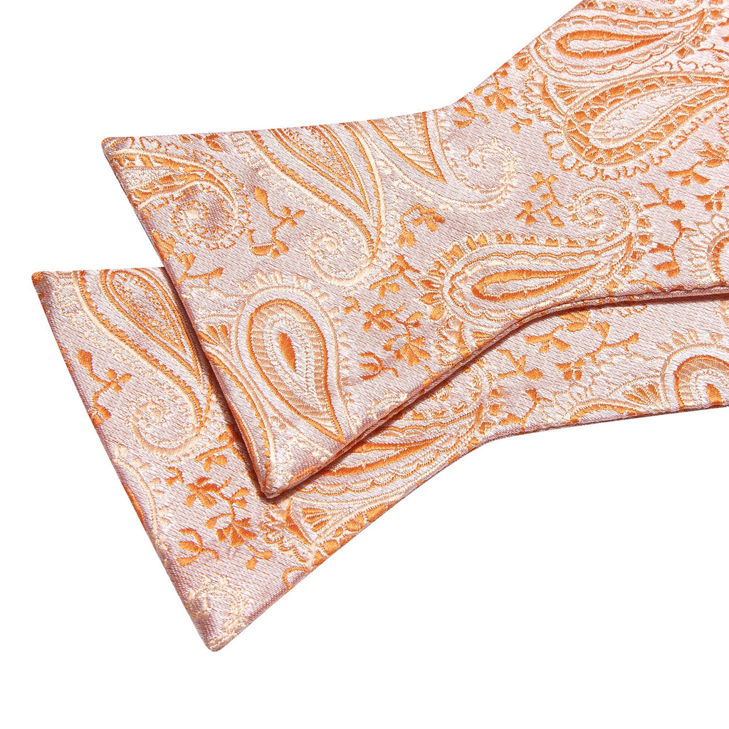 Orange Paisley Bow Tie Set bow ties - Sophisticated Gentlemen