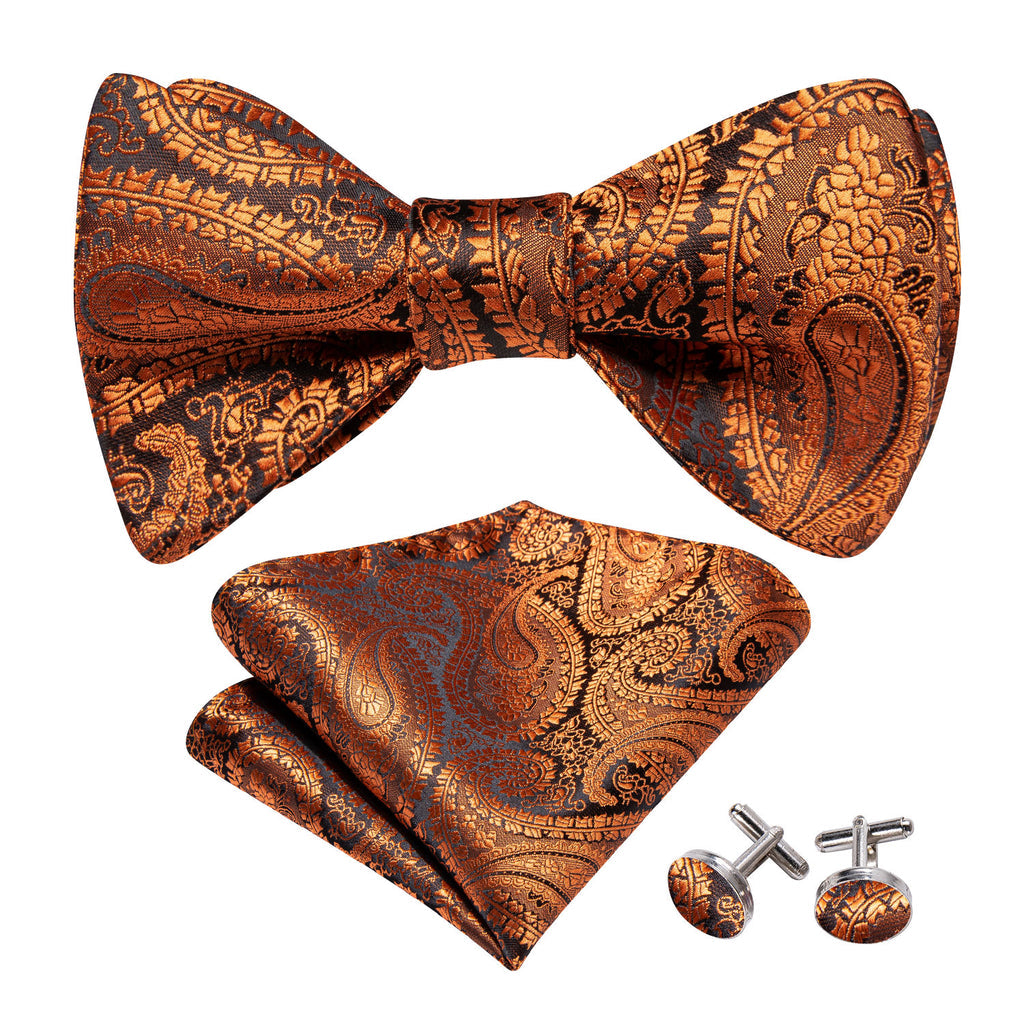 Brown Paisley Bow Tie Set bow ties - Sophisticated Gentlemen