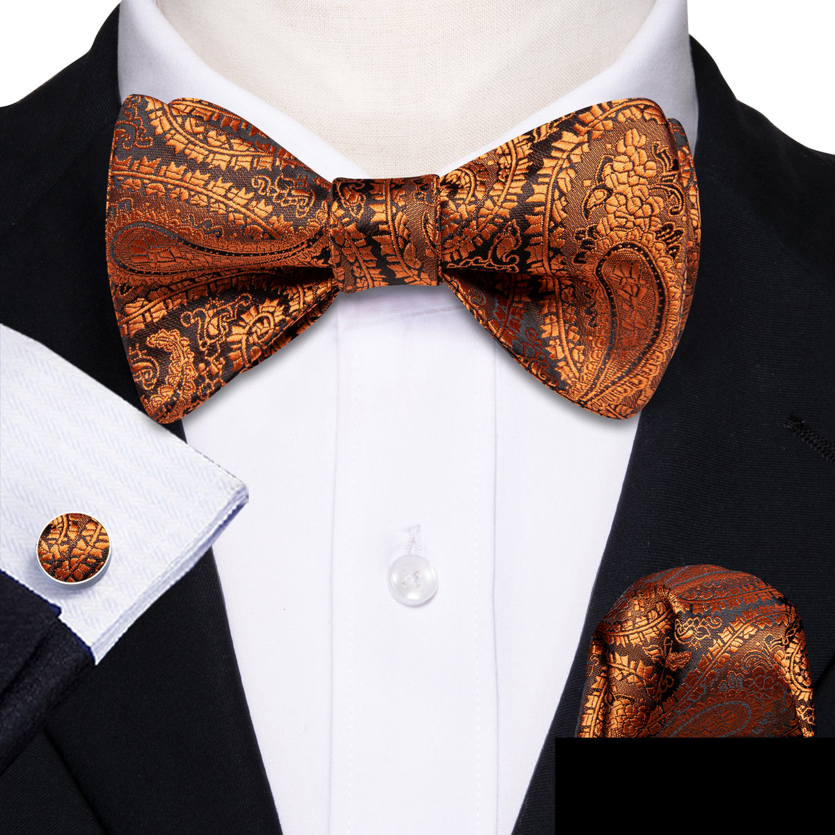 Brown Paisley Bow Tie Set bow ties - Sophisticated Gentlemen