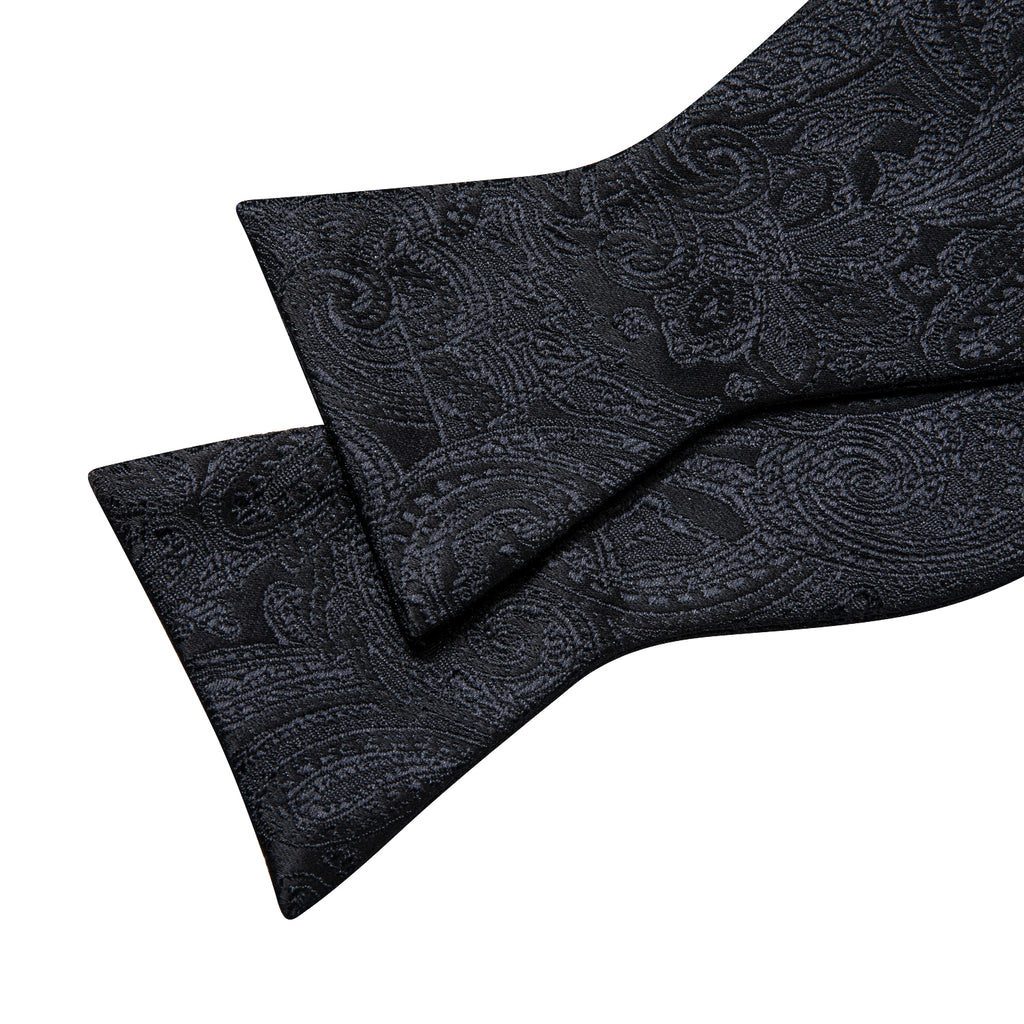 Black Paisley Bow Tie Set bow ties - Sophisticated Gentlemen