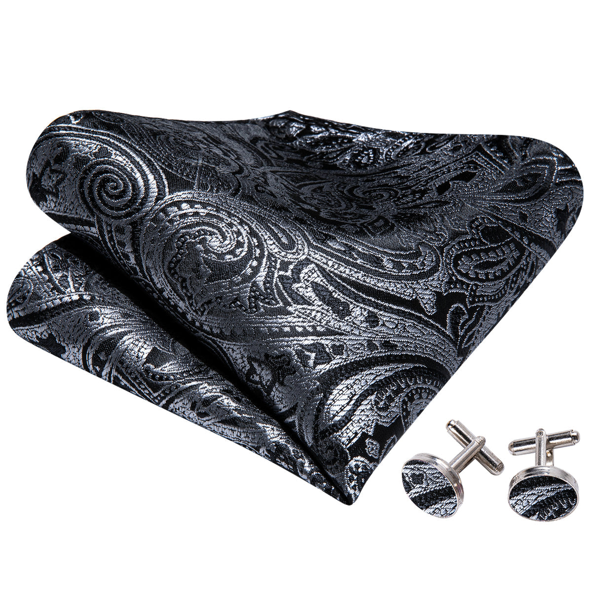 Grey Black Gold Paisley Bow Tie Set bow ties - Sophisticated Gentlemen