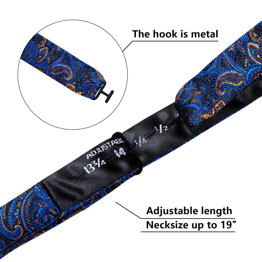 Blue Gold Paisley Bow Tie Set bow ties - Sophisticated Gentlemen