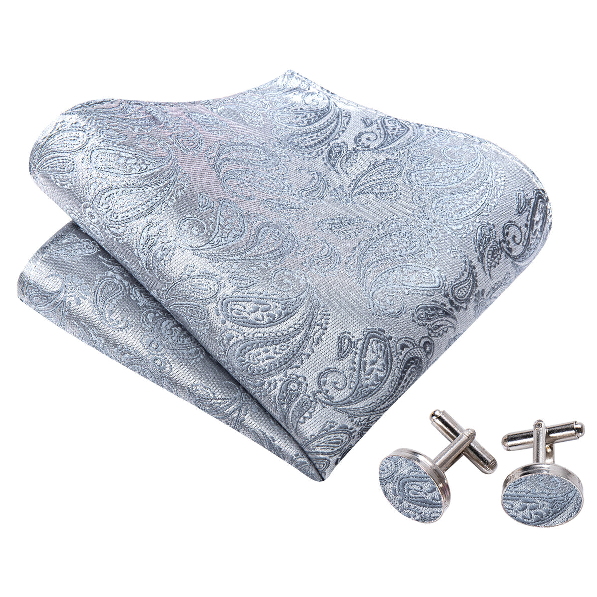 Silver Paisley Paisley Bow Tie Set bow ties - Sophisticated Gentlemen