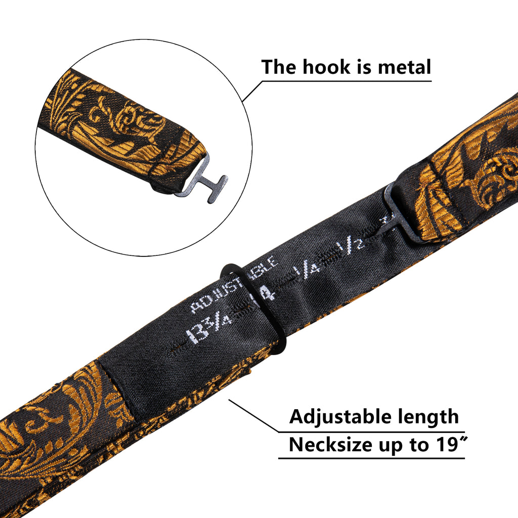 Gold Black Paisley Silk Bow Tie Set bow ties - Sophisticated Gentlemen