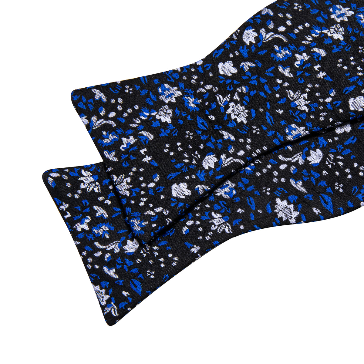 Black Blue Flower Silk Bow Tie Set bow ties - Sophisticated Gentlemen