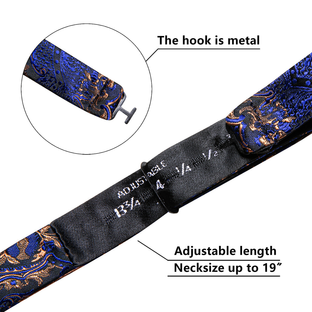 Blue Brown Paisley Silk Bow Tie Set bow ties - Sophisticated Gentlemen
