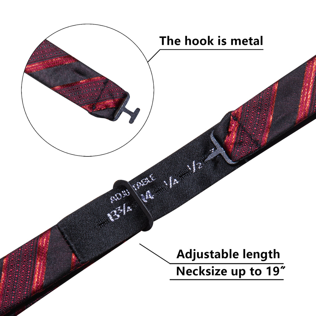 Red Black Striped Silk Bow Tie Set bow ties - Sophisticated Gentlemen