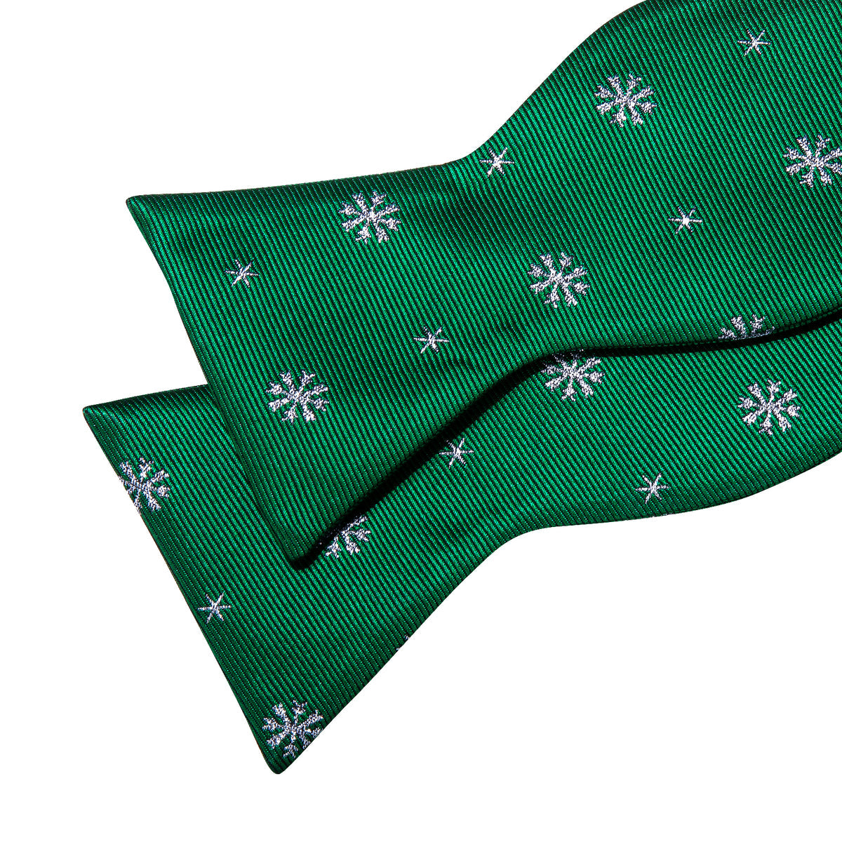 Green & White Snowflake Silk Christmas Bow Tie Set bow ties - Sophisticated Gentlemen