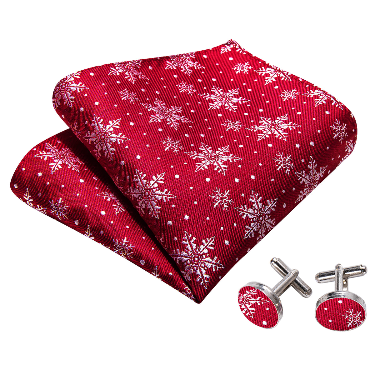 Red White Christmas Fashion Snowflake Silk Bow Tie Set bow ties - Sophisticated Gentlemen