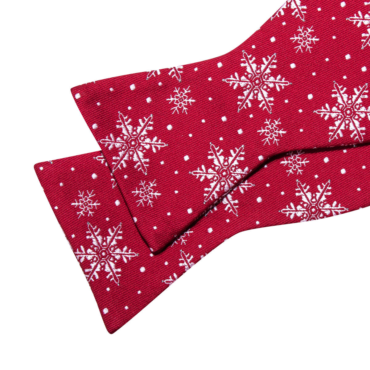 Red White Christmas Fashion Snowflake Silk Bow Tie Set bow ties - Sophisticated Gentlemen