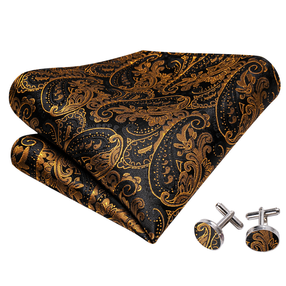 Black Gold Paisley Bow Tie Set bow ties - Sophisticated Gentlemen