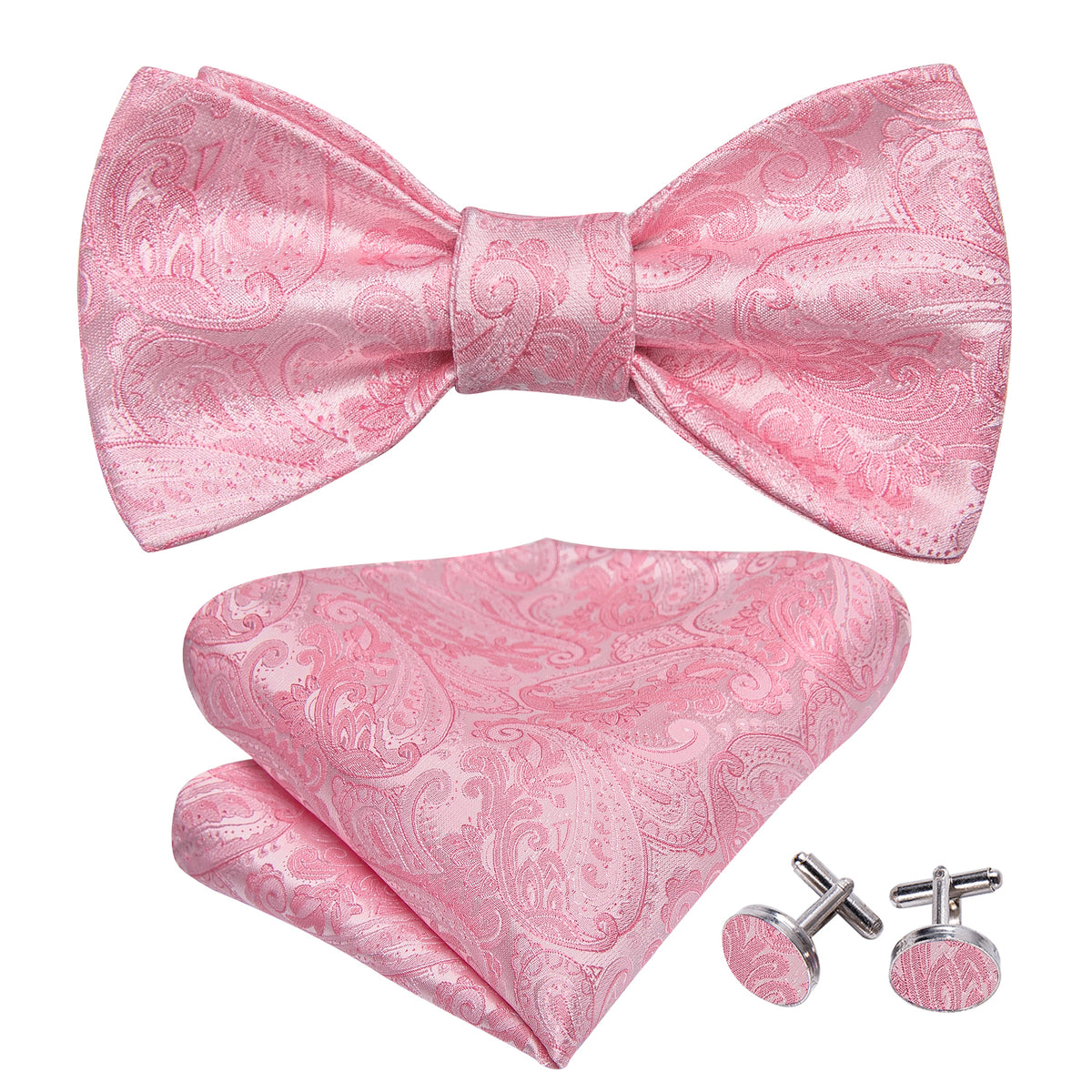 Pink Paisley Bow Tie Set bow ties - Sophisticated Gentlemen