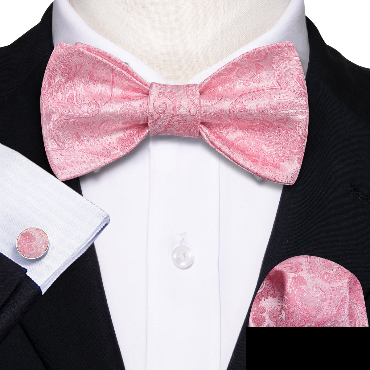Pink Paisley Bow Tie Set bow ties - Sophisticated Gentlemen