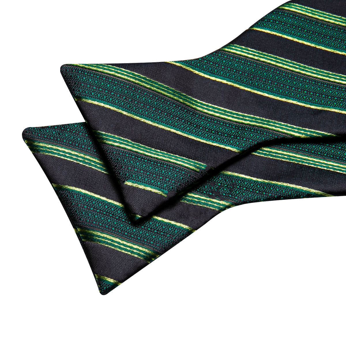 Green Black Striped Bow Tie Set bow ties - Sophisticated Gentlemen