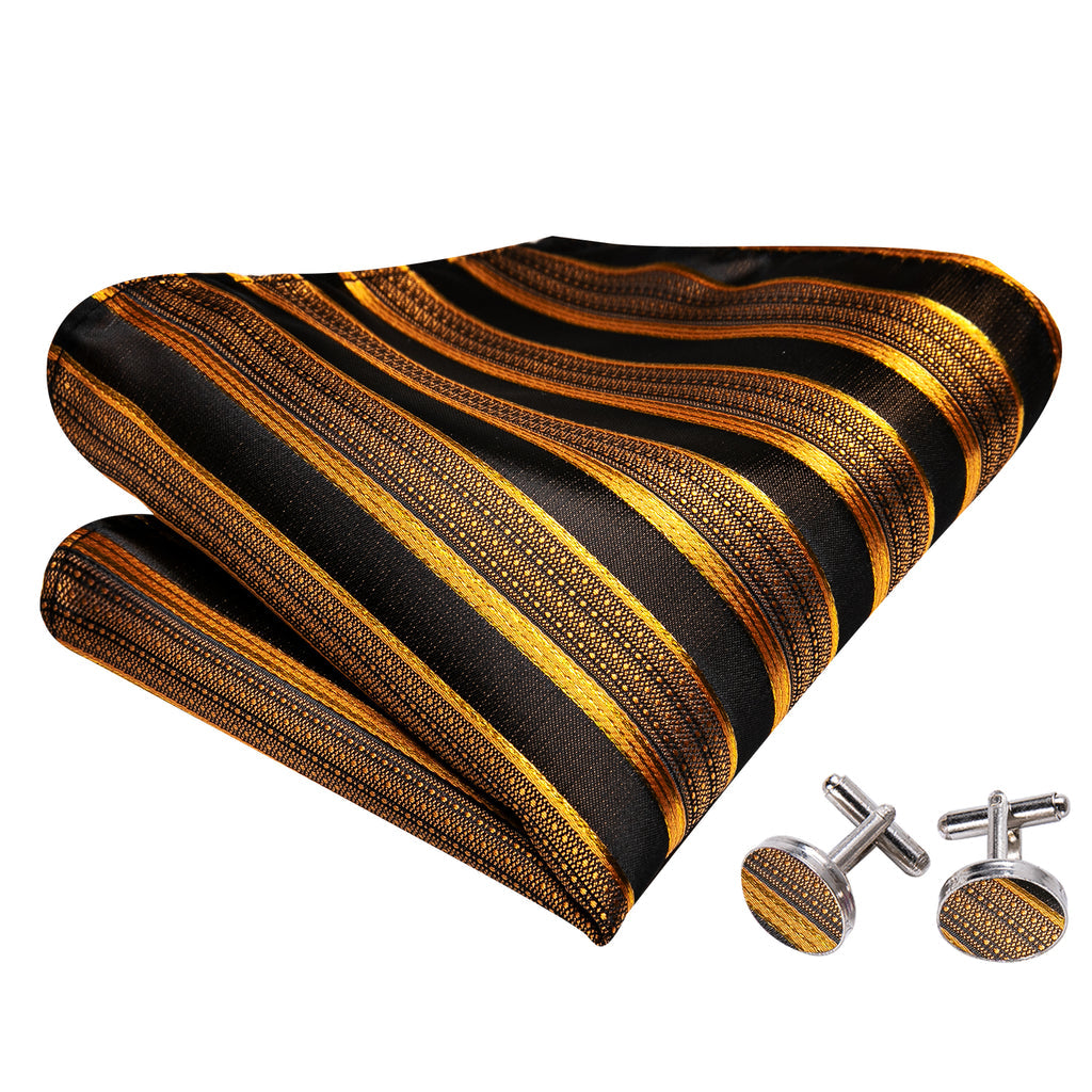 Black Gold Striped Bow Tie Set bow ties - Sophisticated Gentlemen