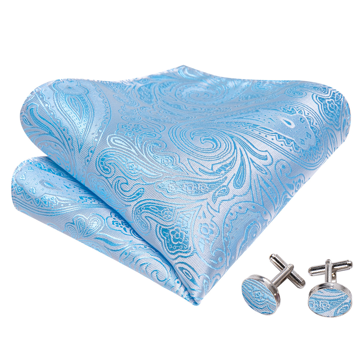 Blue White Paisley Bow Tie Set bow ties - Sophisticated Gentlemen
