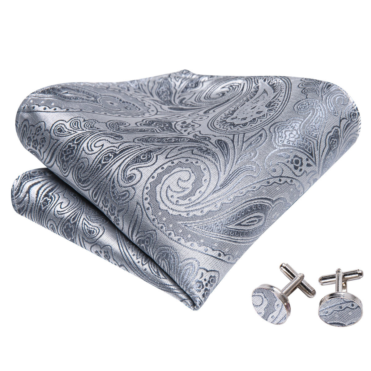 Silver Paisley Bow Tie Set bow ties - Sophisticated Gentlemen