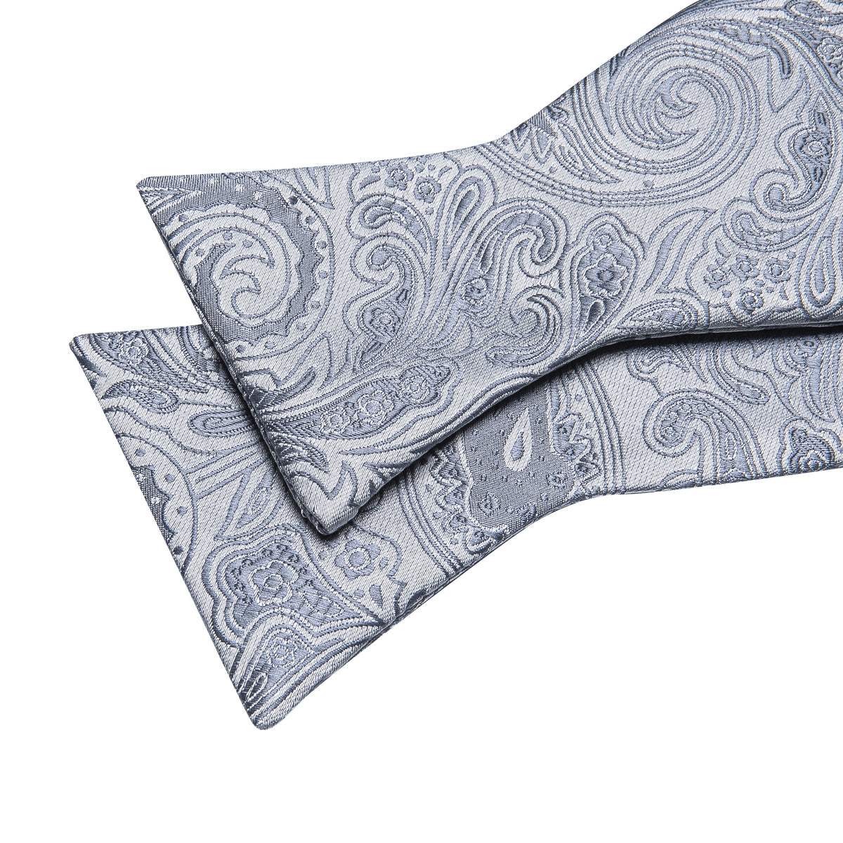 Silver Paisley Bow Tie Set bow ties - Sophisticated Gentlemen