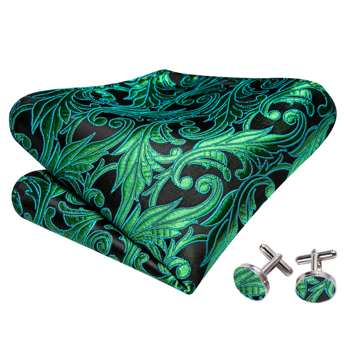 Fashion Green Paisley Bow Tie Set bow ties - Sophisticated Gentlemen