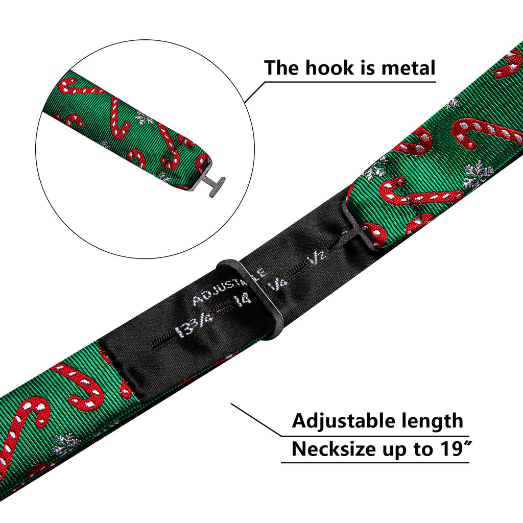 Green Candy Cane Christmas Pattern Bow Tie Set bow ties - Sophisticated Gentlemen