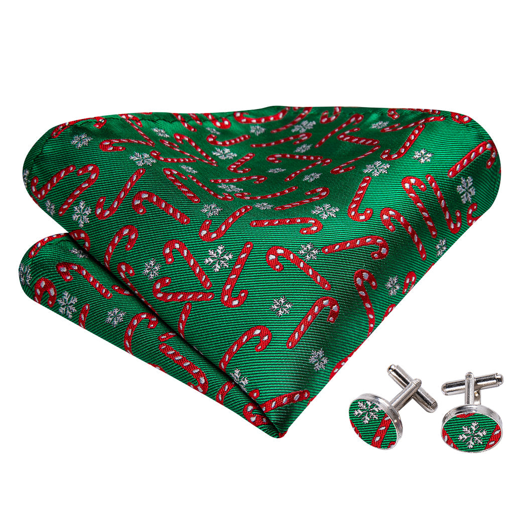 Green Candy Cane Christmas Pattern Bow Tie Set bow ties - Sophisticated Gentlemen