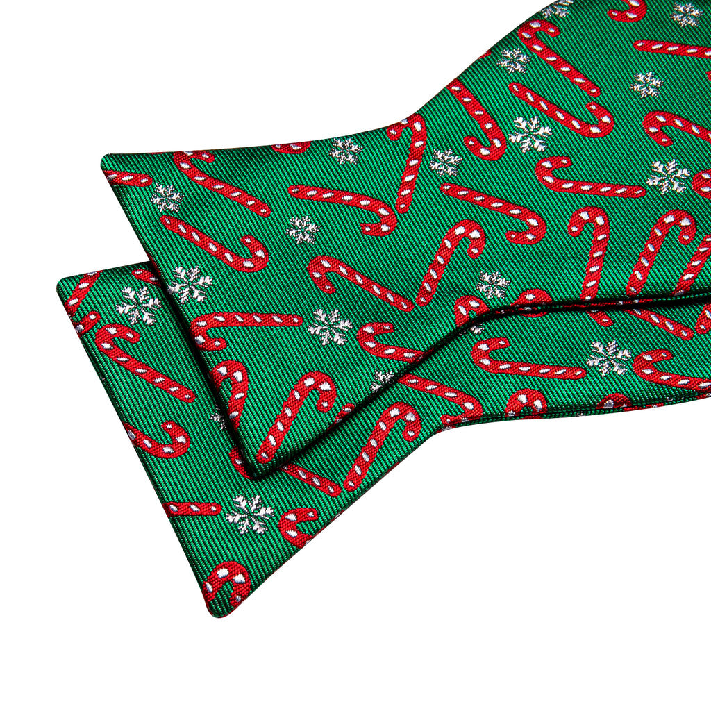 Green Candy Cane Christmas Pattern Bow Tie Set bow ties - Sophisticated Gentlemen