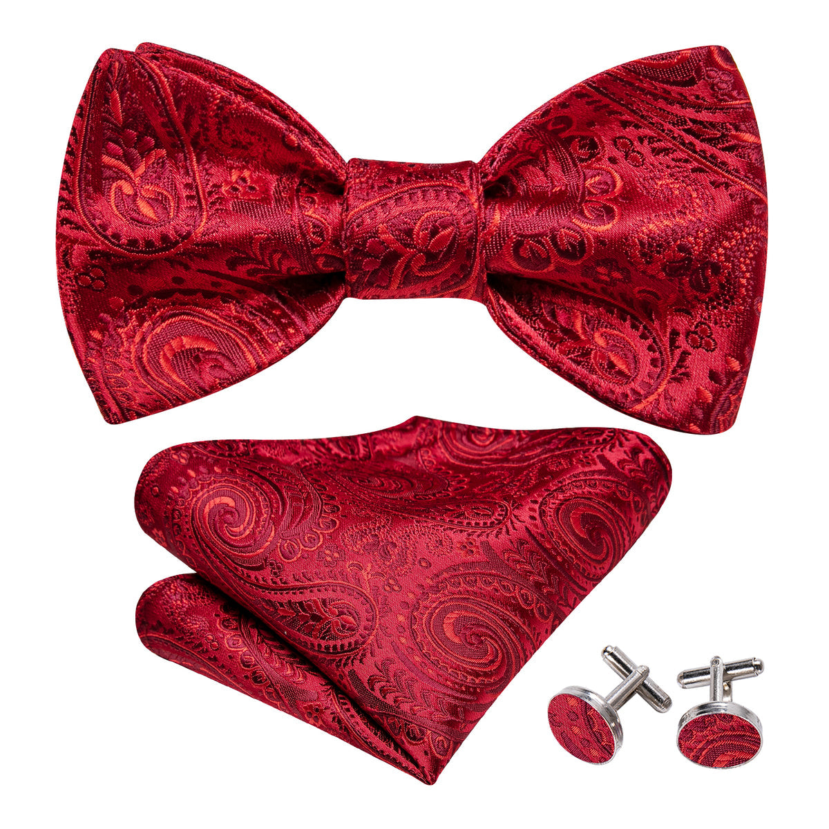 Red Paisley Bow Tie Set bow ties - Sophisticated Gentlemen
