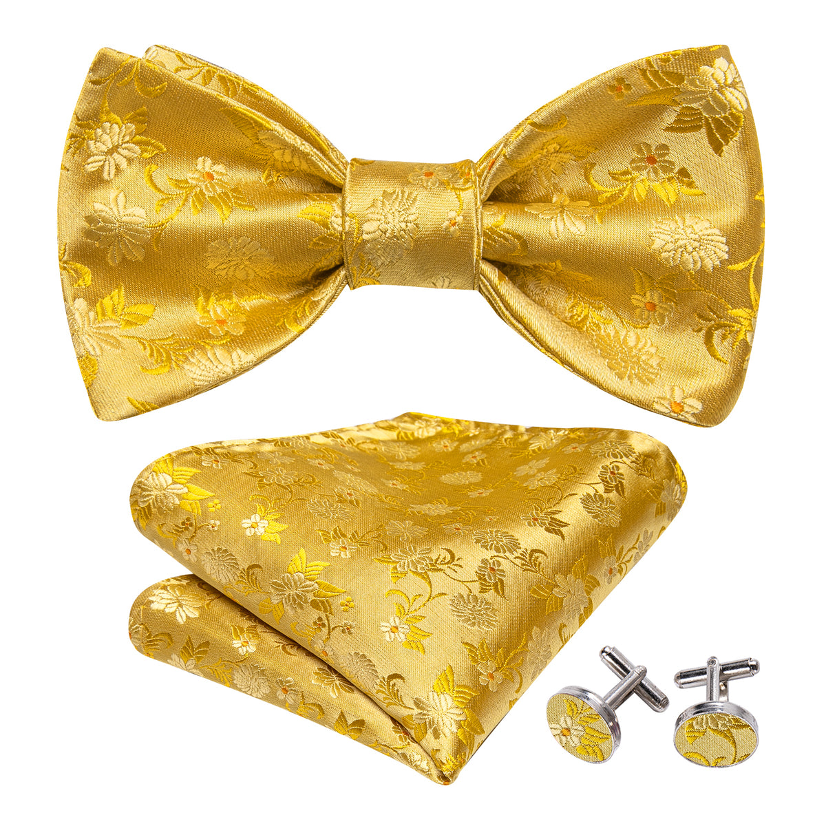 Gold Floral Bow Tie Set bow ties - Sophisticated Gentlemen