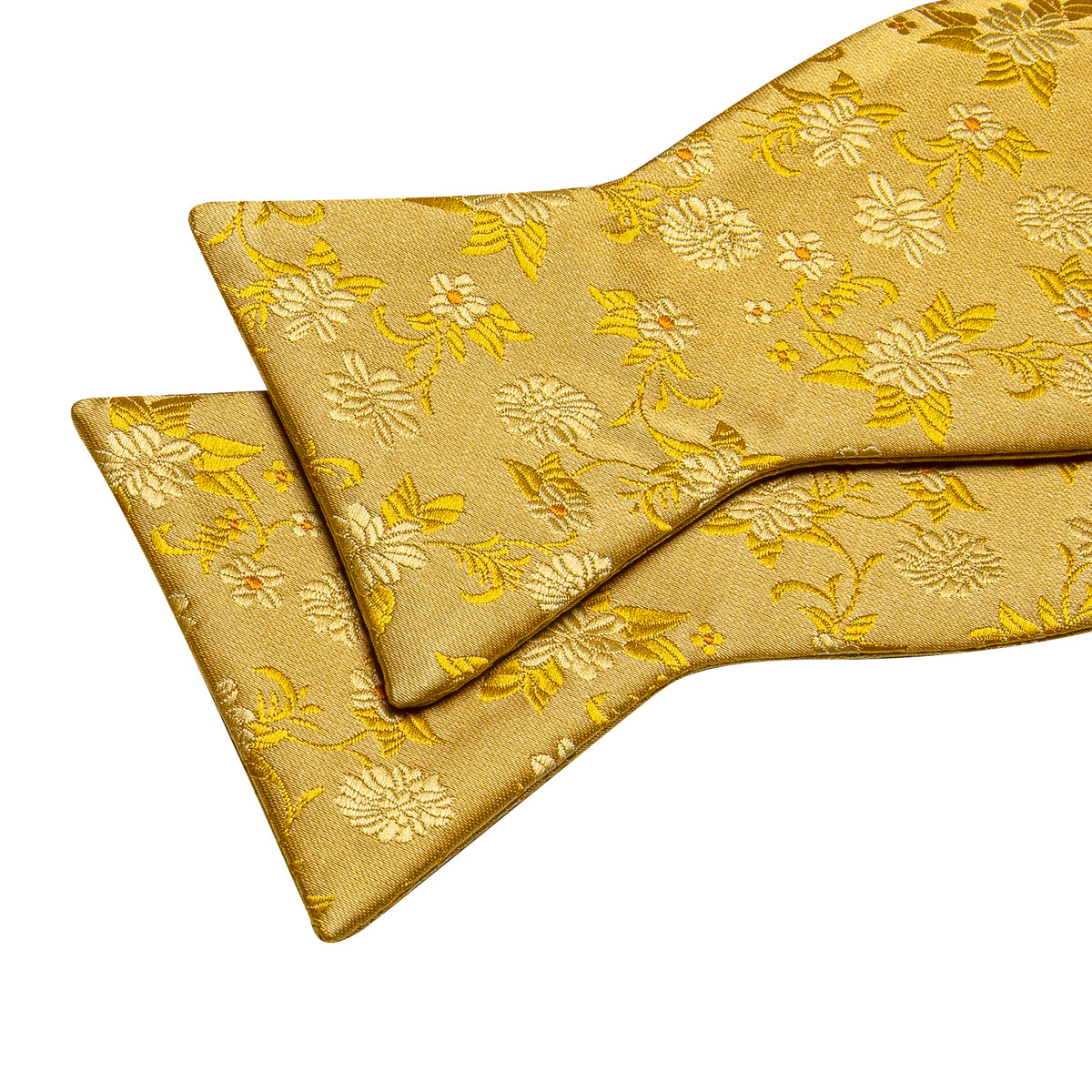 Gold Floral Bow Tie Set bow ties - Sophisticated Gentlemen