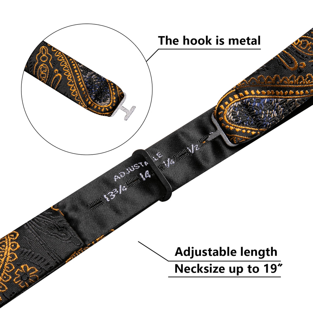 Black and Gold Paisley Bow Tie Set bow ties - Sophisticated Gentlemen