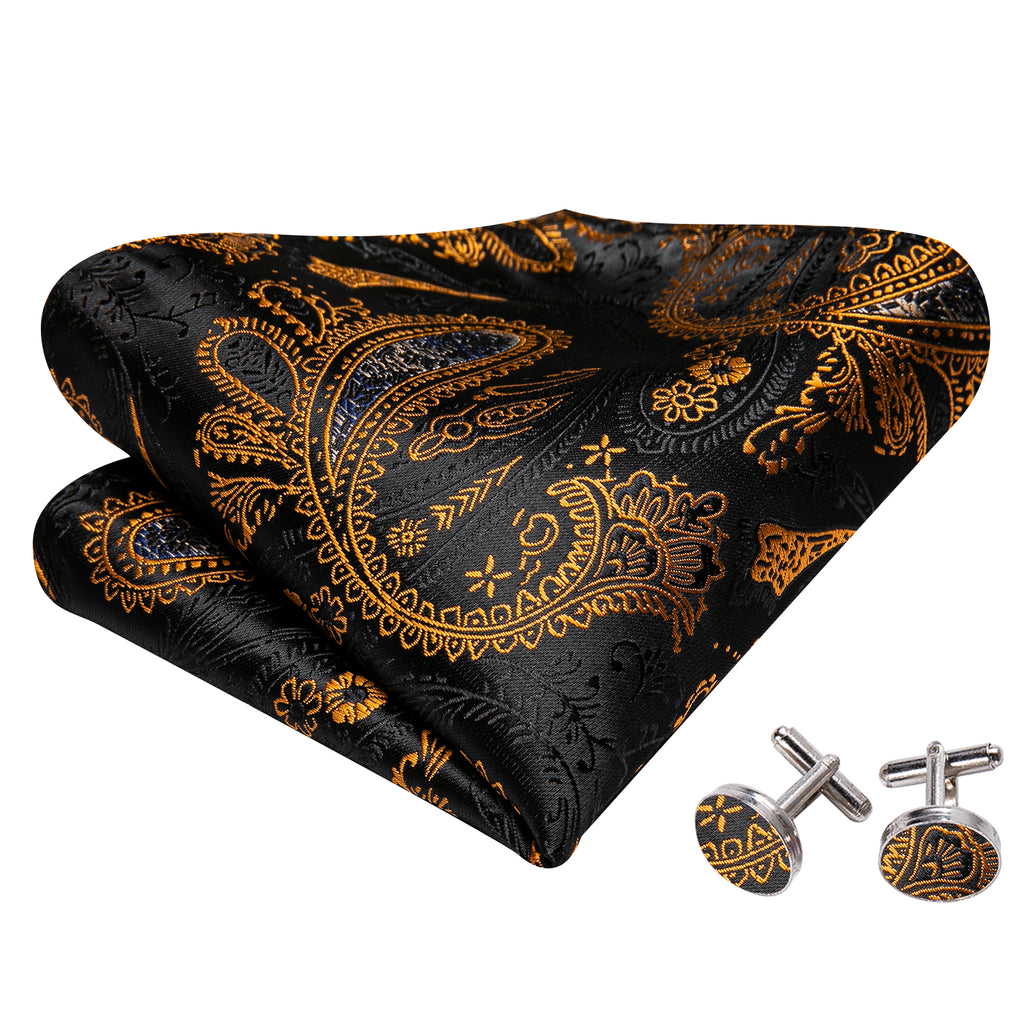 Black and Gold Paisley Bow Tie Set bow ties - Sophisticated Gentlemen