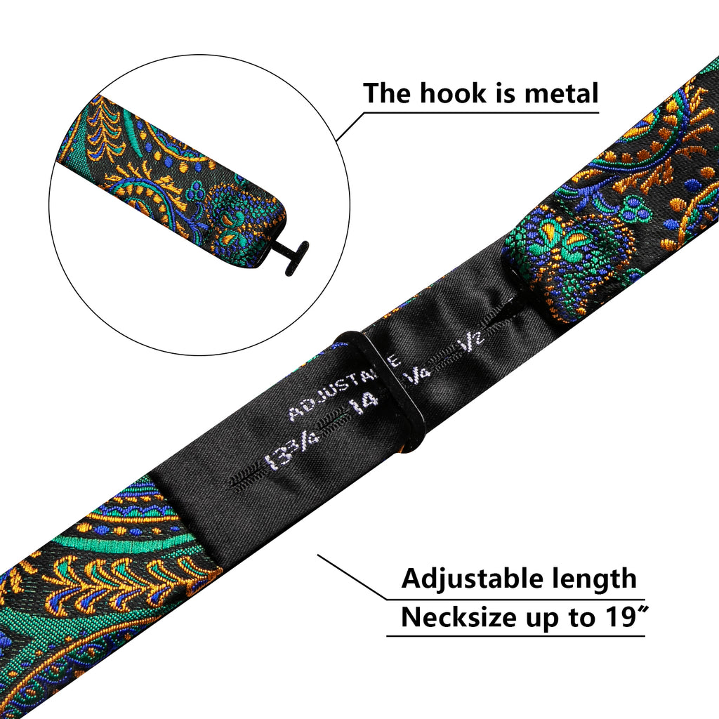 Blue Teal Orange Paisley Bow Tie Set bow ties - Sophisticated Gentlemen