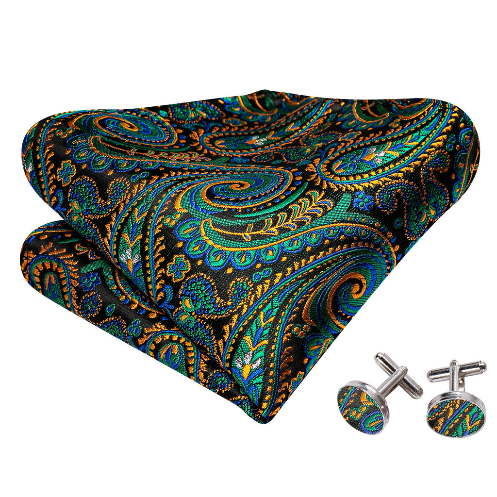 Blue Teal Orange Paisley Bow Tie Set bow ties - Sophisticated Gentlemen