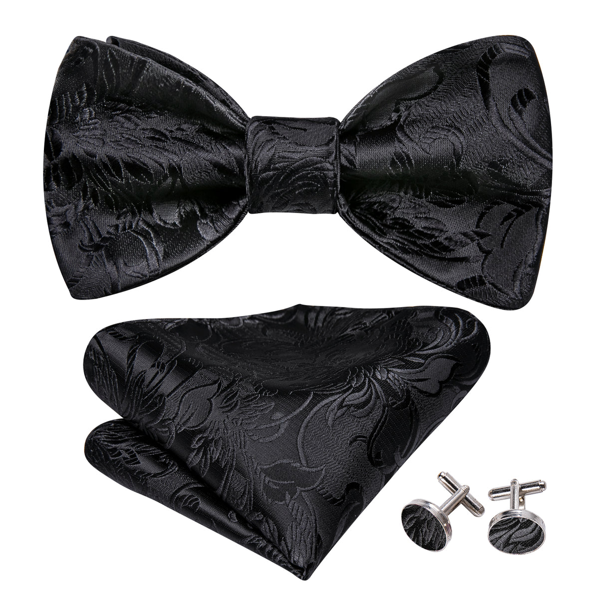 Black Paisley Formal Bow Tie Set bow ties - Sophisticated Gentlemen