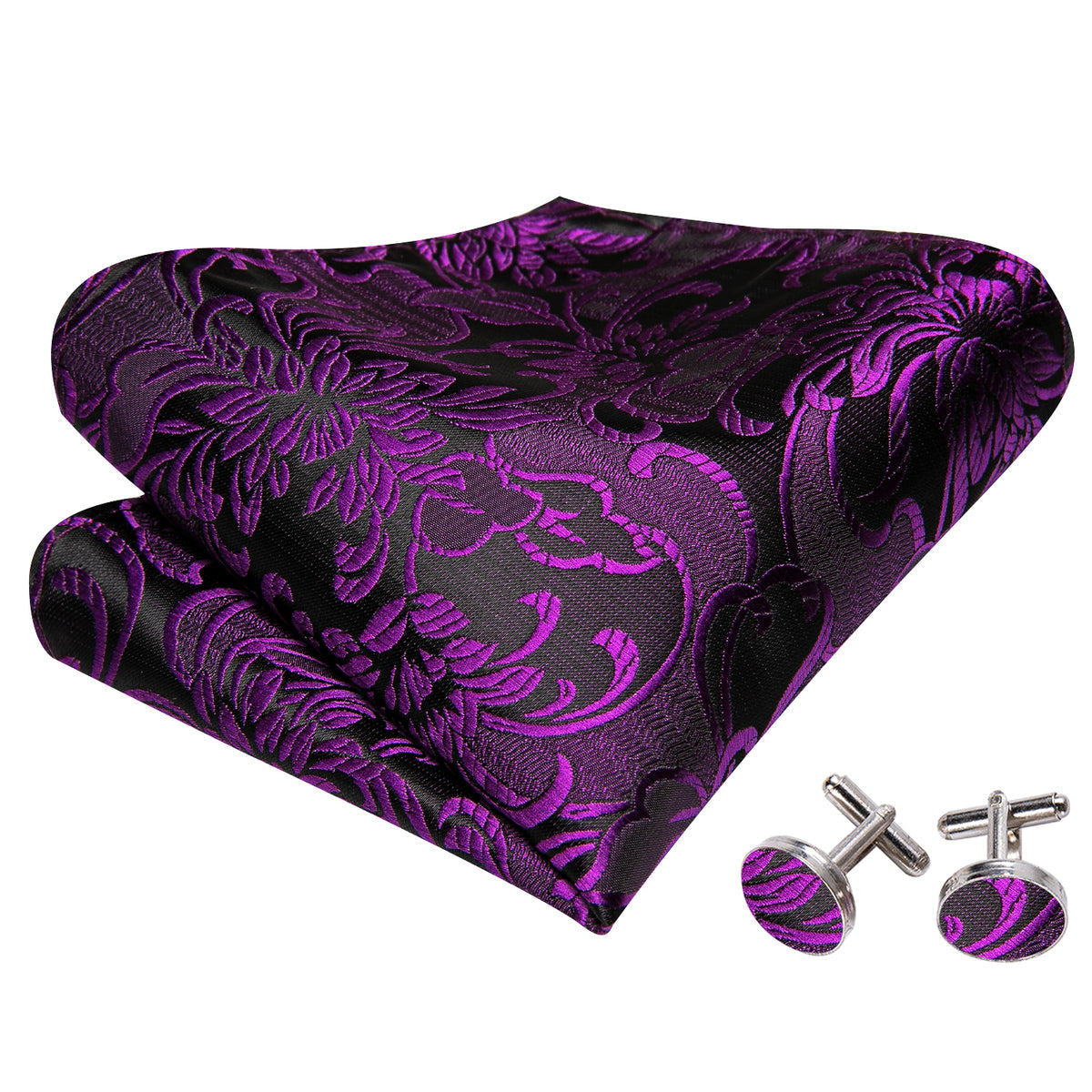 Black Purple Floral Bow Tie Set bow ties - Sophisticated Gentlemen