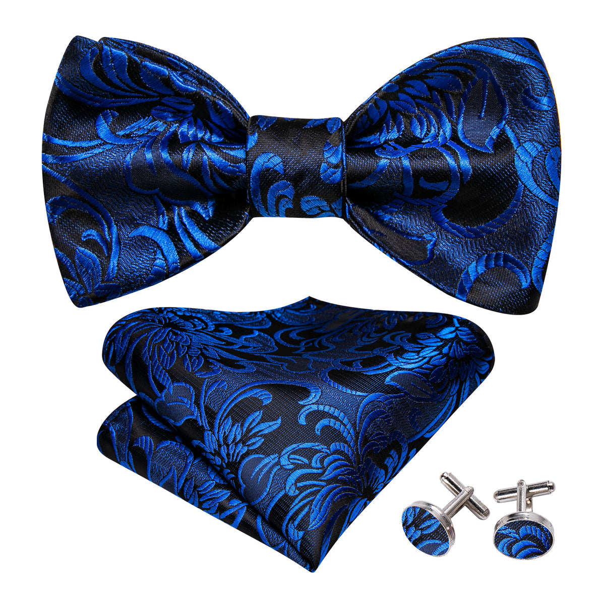 Peacock Blue Paisley Bow Tie Set bow ties - Sophisticated Gentlemen