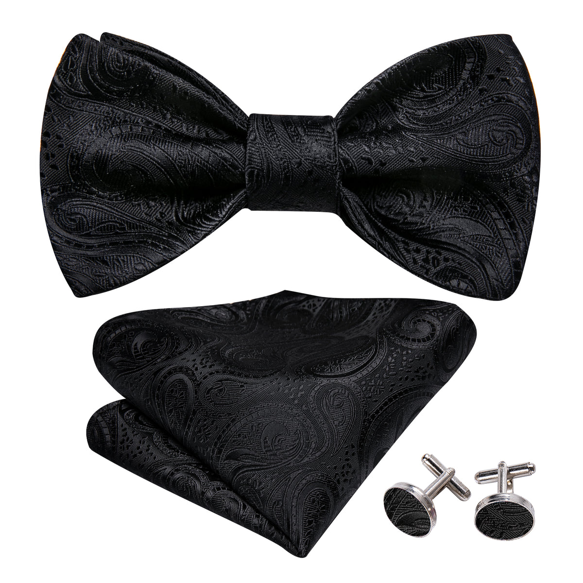 Black Floral Classy Bow Tie Set bow ties - Sophisticated Gentlemen
